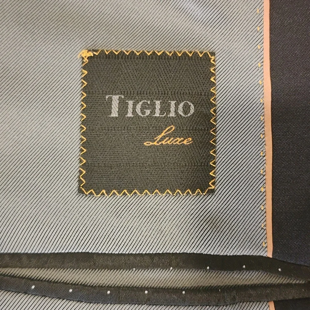 Tiglio Luxe Super 150s Wool Blazer Mens US 48L EU 56L Navy Blue Sport Coat Event